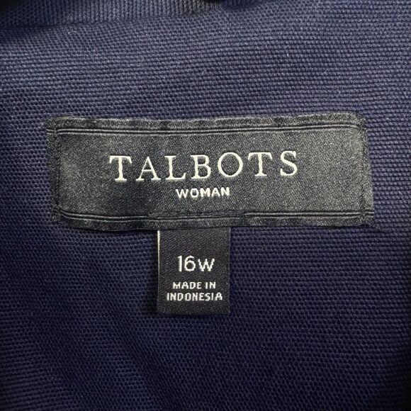 Talbots Utility Military Jacket Coat 16W Blue Canvas Gold Buttons Preppy Capsule - Picture 6 of 7